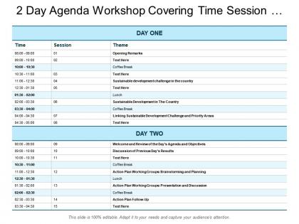 Workshop covering time session and theme