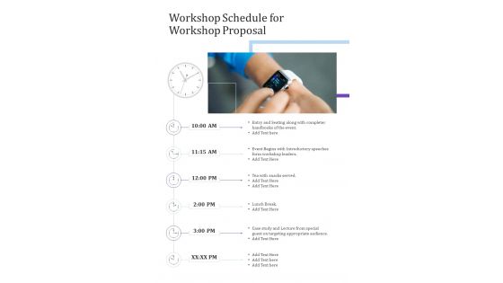 Workshop Schedule For Workshop Proposal One Pager Sample Example Document