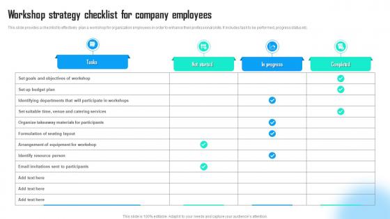 Workshop Strategy Checklist For Company Employees