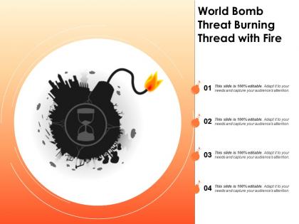 World bomb threat burning thread with fire