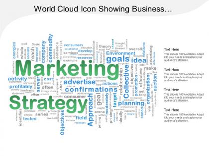 World cloud icon showing business strategies and objectives