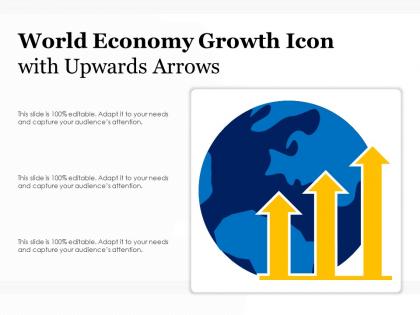 World economy growth icon with upwards arrows