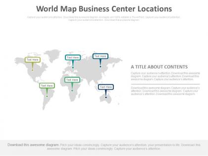 World map business center locations powerpoint slides