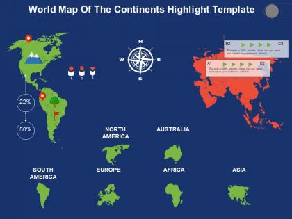 World map of the continents highlight template
