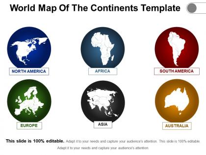 World map of the continents template