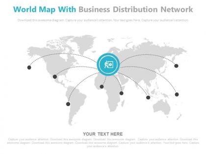 World map with business distribution network powerpoint slides