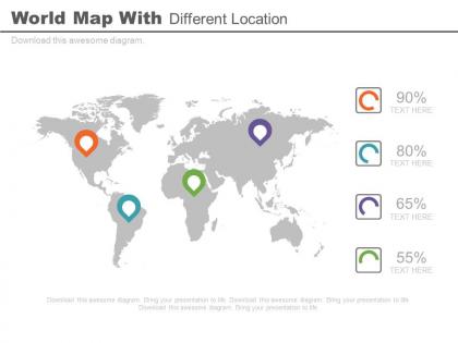 World map with different location and percentage powerpoint slides