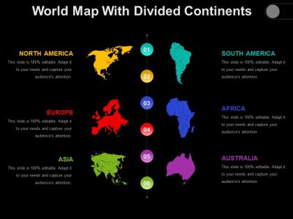 World map with divided continents