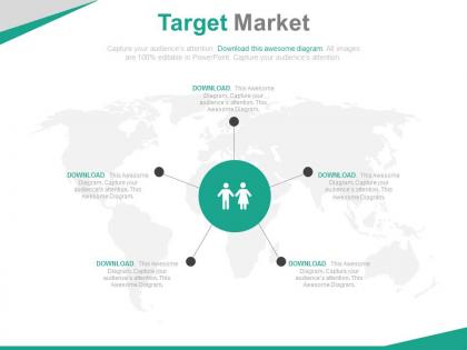 World map with target market analysis powerpoint slides