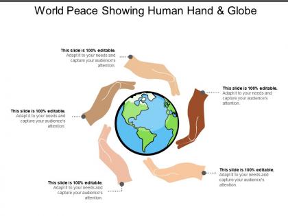 World peace showing human hand and globe