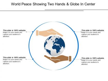 World peace showing two hands and globe in center