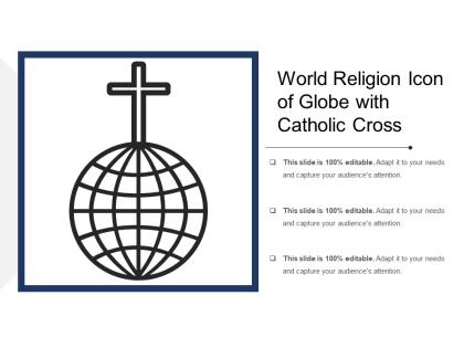 World religion icon of globe with catholic cross