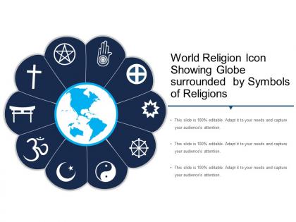 World religion icon showing globe surrounded by symbols of religions