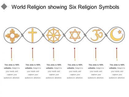 World religion showing six religion symbols