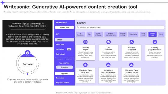 Writesonic Generative Ai Powered Content Creation Tool Splendid 10 Generative Ai Tools AI SS V