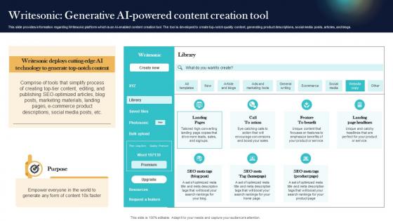 Writesonic Generative AI Powered Content Creation Tool Top Generative AI Tools To Look For AI SS V