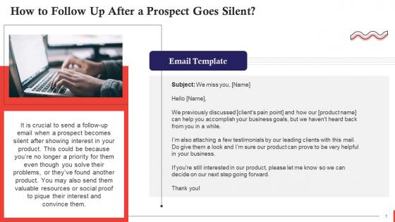 Writing Sales Follow Up Emails After Prospect Goes Silent Training Ppt