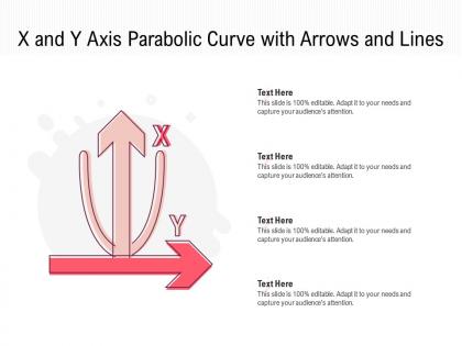 X and y axis parabolic curve with arrows and lines