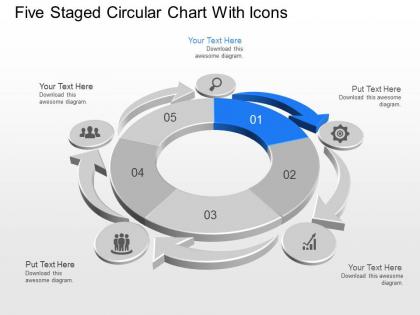 Xl five staged circular chart with icons powerpoint template