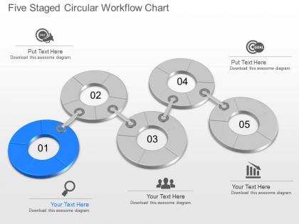 Xn five staged circular workflow chart powerpoint template