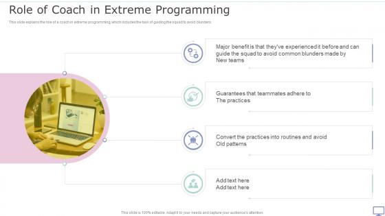 XP Practices Role Of Coach In Extreme Programming Ppt Layouts Graphics Template