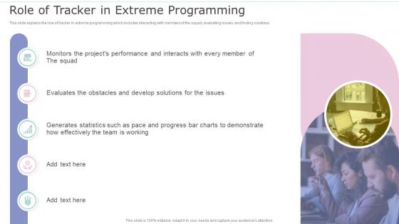 XP Practices Role Of Tracker In Extreme Programming Ppt Summary Mockup