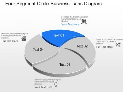 Xs four segment circle business icons diagram powerpoint template