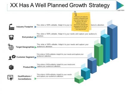 Xx has a well planned growth strategy ppt slides background designs