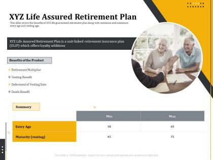 Xyz life assured retirement plan retirement benefits