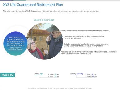 Xyz life guaranteed retirement plan ppt powerpoint presentation images