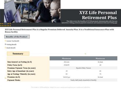 Xyz life personal retirement plus retirement benefits