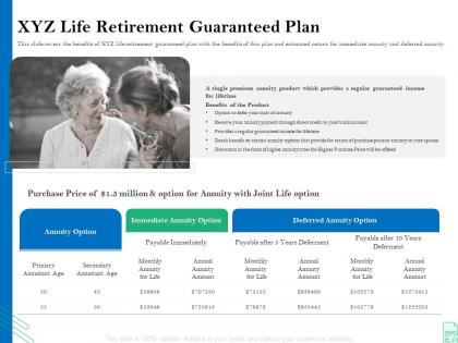Xyz life retirement guaranteed plan retirement insurance plan