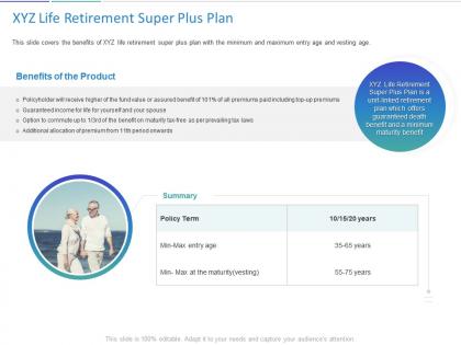 Xyz life retirement super plus plan ppt powerpoint presentation summary