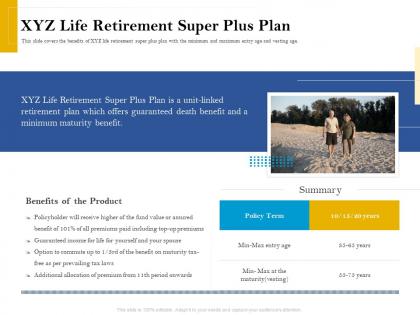 Xyz life retirement super plus plan retirement analysis ppt gallery inspiration