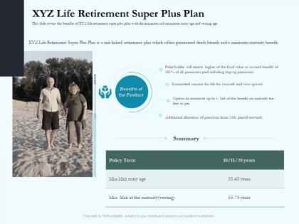 Xyz life retirement super plus plan social pension ppt topics