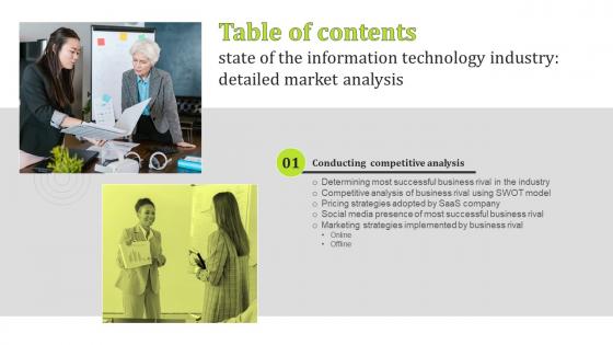 Y102 State Of The Information Technology Industry Detailed Market Analysis Table Of Contents MKT SS V
