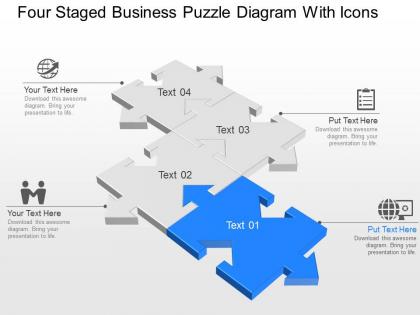 Yd four staged business puzzle diagram with icons powerpoint template