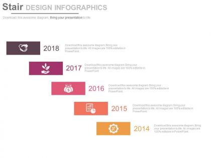 Year 2014 to 2018 stair design infographics powerpoint slides