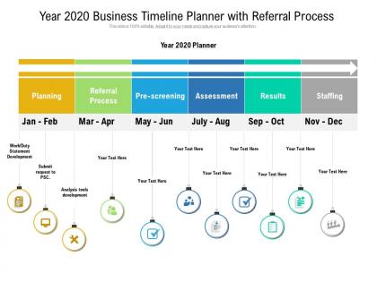 Year 2020 business timeline planner with referral process
