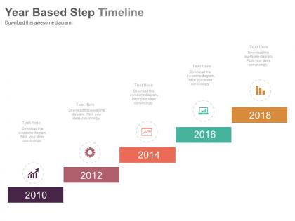 Year based step timeline for business success growth powerpoint slides