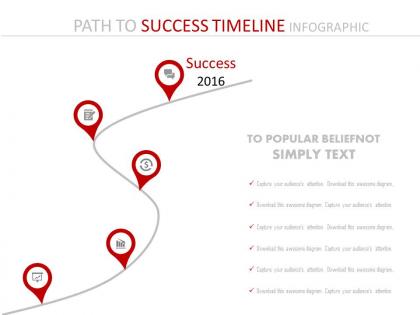 Year based success timeline path powerpoint slides