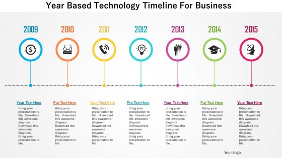Year based technology timeline for business flat powerpoint design