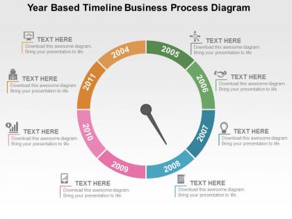 Year based timeline business process diagram flat powerpoint design