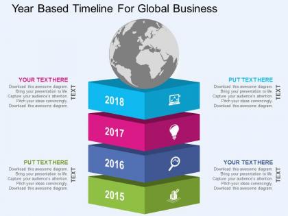Year based timeline for global business flat powerpoint design