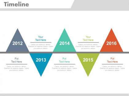 Year based triangular timeline for business powerpoint slides