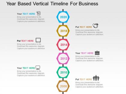 Year based vertical timeline for business flat powerpoint design