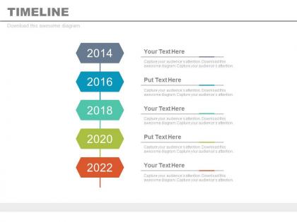 Year based vertical timeline for business vision powerpoint slides