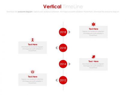 Year based vertical timeline with company profile powerpoint slides