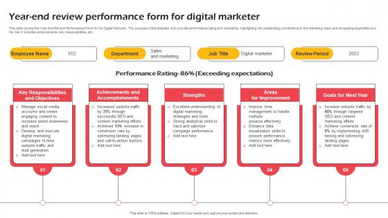 Year End Review Performance Form For Digital Marketer