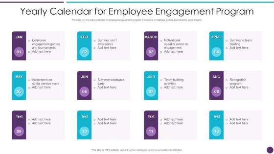 Yearly Calendar For Employee Engagement Program